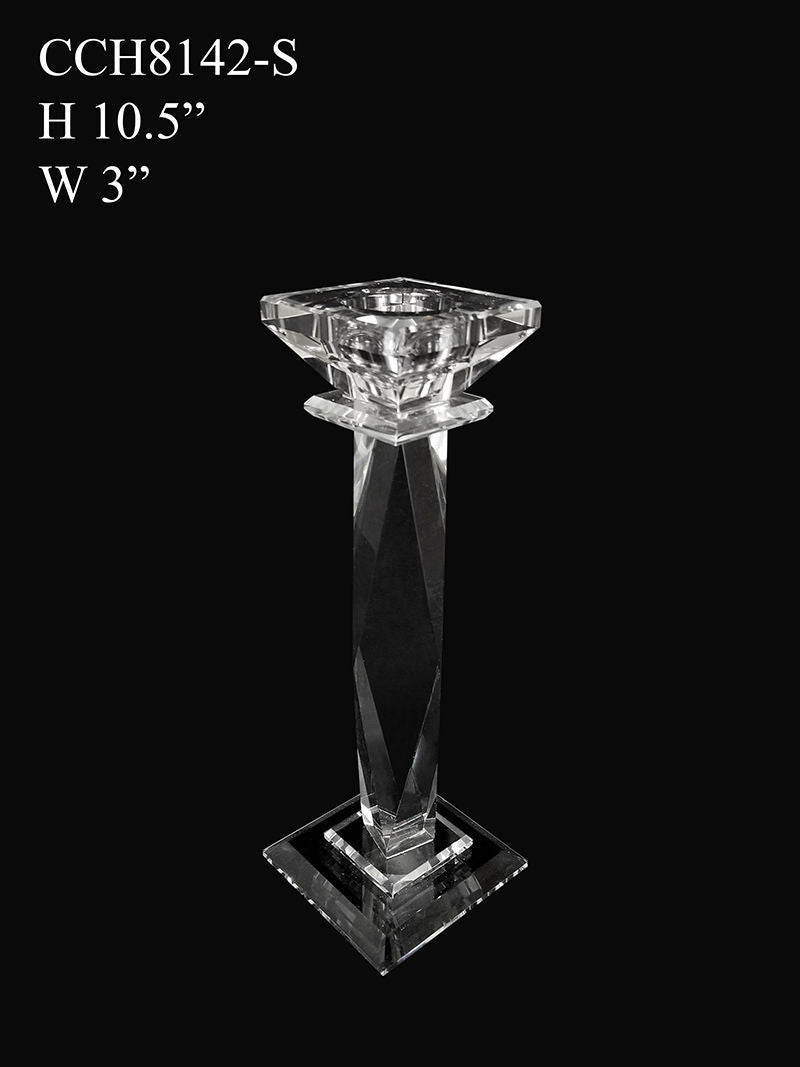 CCH8142-S - Premium Glass Crystal Pillar Candle Holder 10.5"