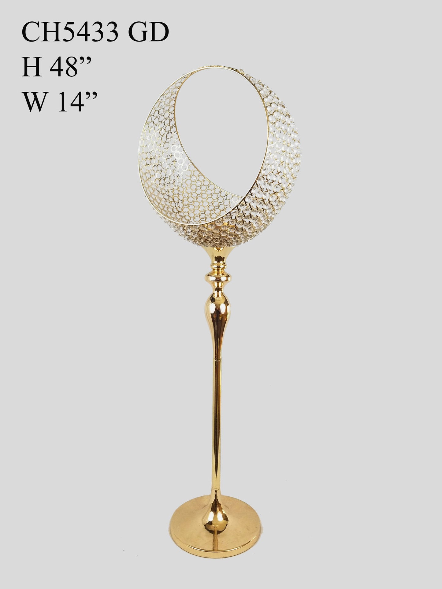 CH5433 Gold - Floor Tall Half Moon Basket Candle Holder Flower Riser 48"