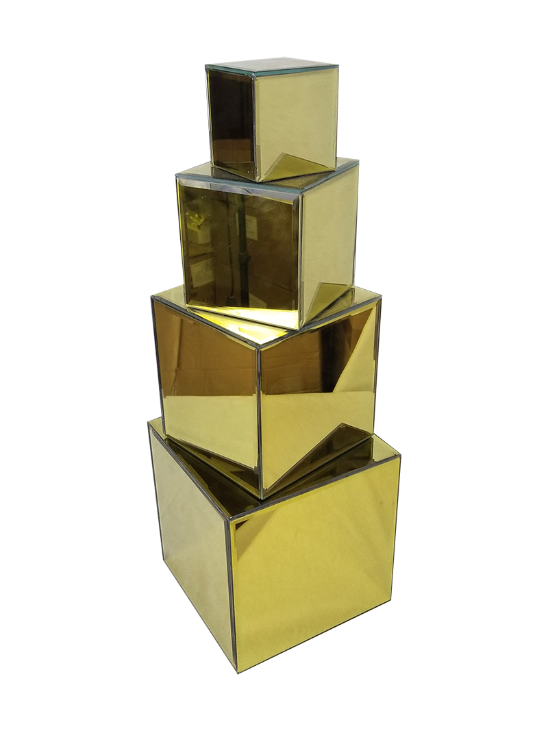 MRD-3458 Gd - Gold Mirror Cube Set of 4