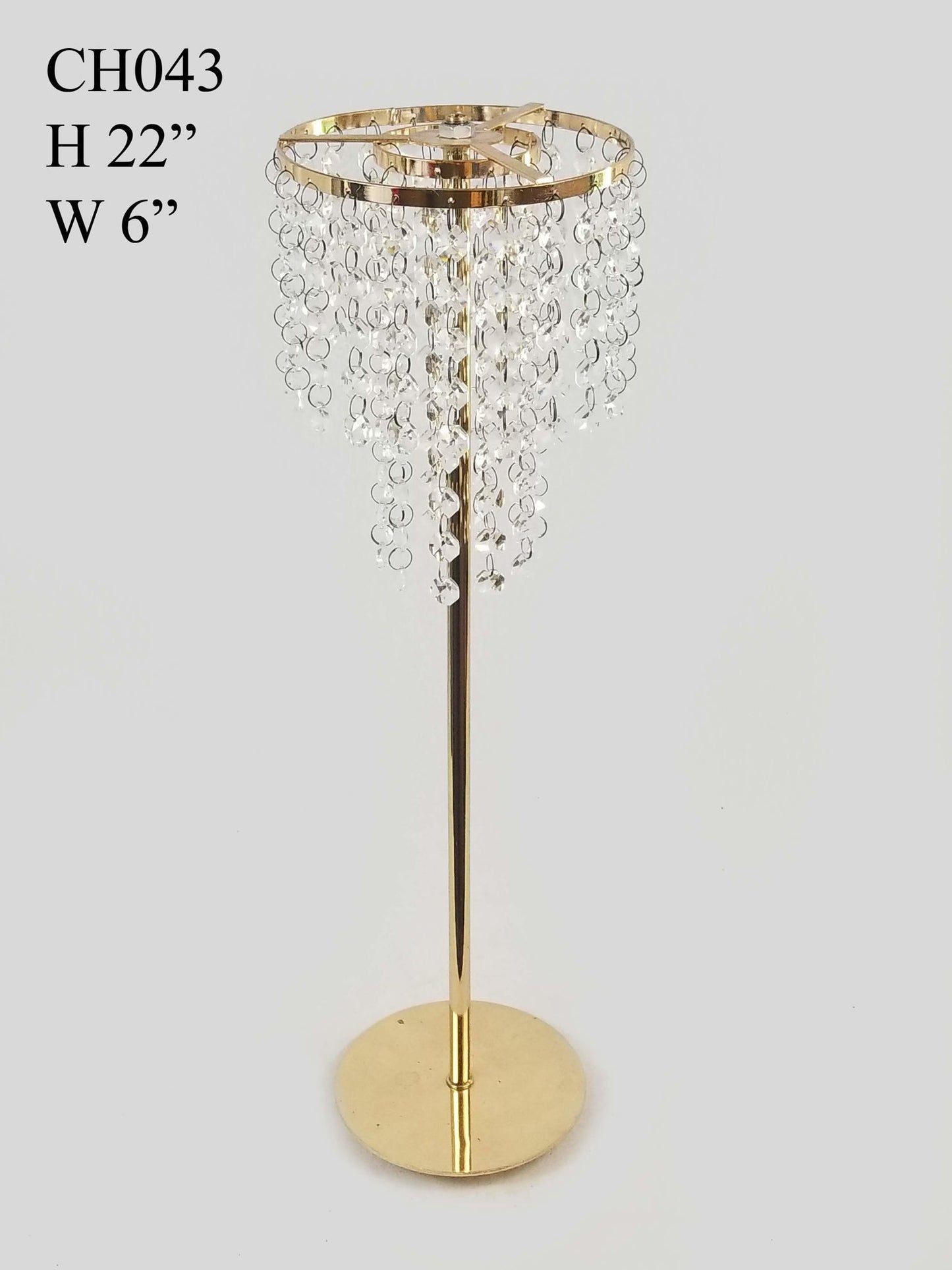 CH043 - Gold 19 Crystal Chain Flower Diamond Pendant Chandelier Stand 22"/17"