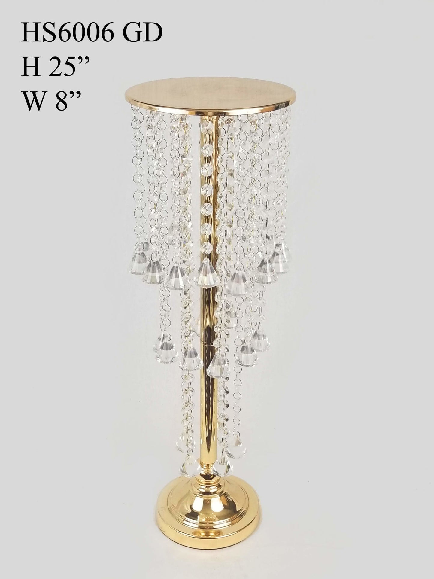 HS6006 - Metal Flower Stand with Crystal Chain Flower Diamond Pendant Chandelier Stand 25"