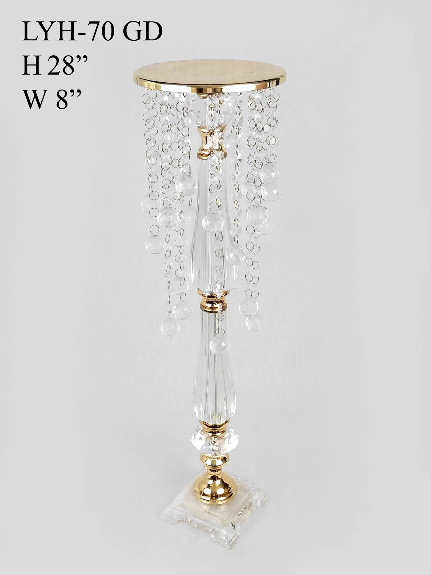 LYH-70 - Acrylic and Metal Flower Stand with Crystal Chain Chandelier 28"