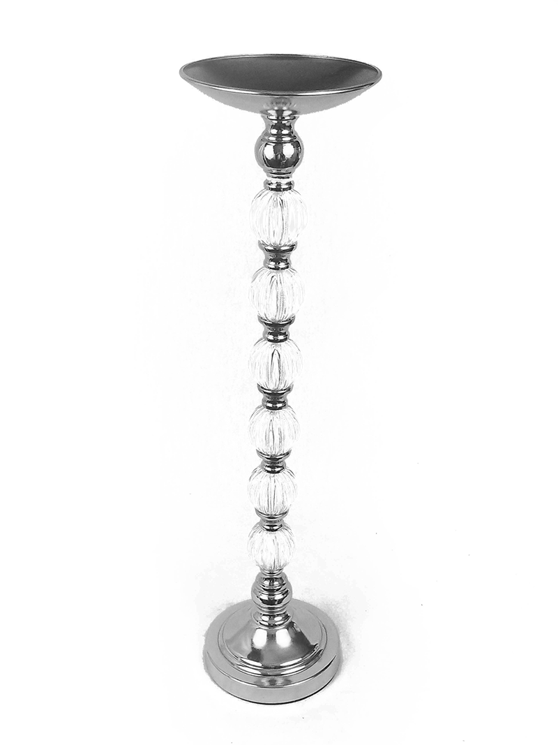 VC1196-6 - Metallic Pillar Flower Stand With 6 Clear Crystal Ball 26"