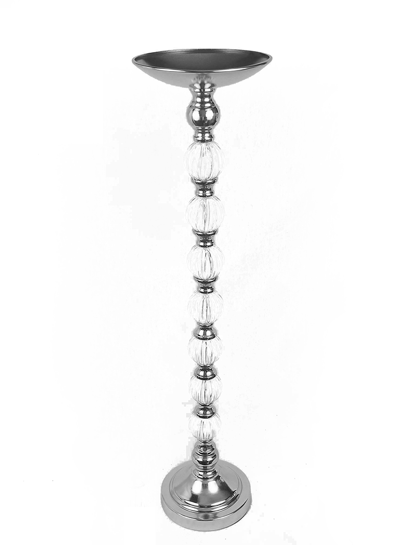 VC1196-7 - Metallic Pillar Flower Stand With 7 Clear Crystal Ball 28"