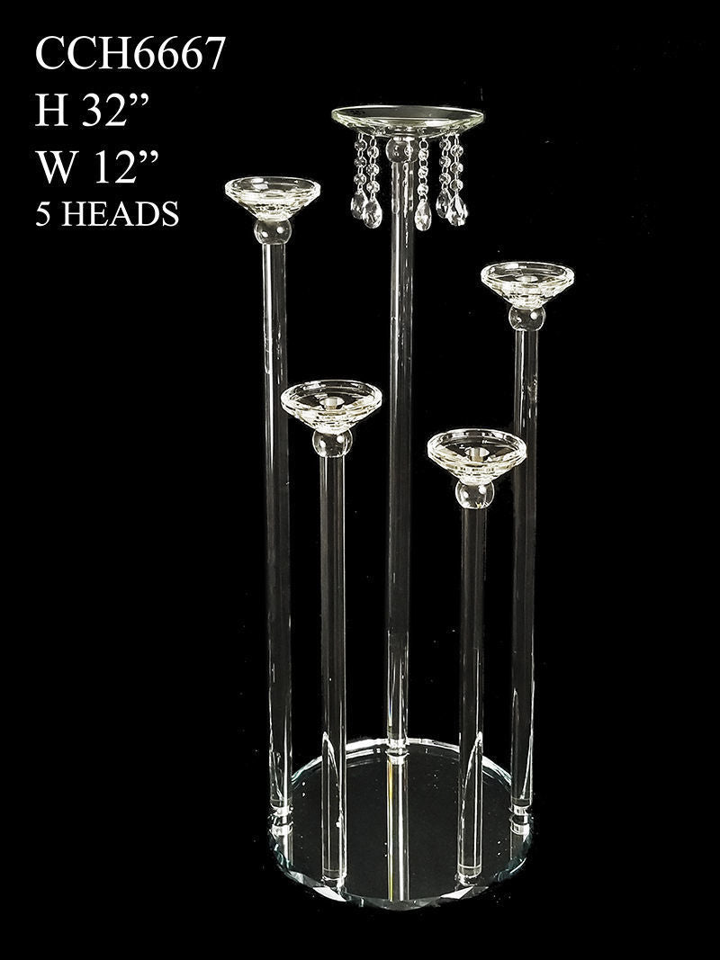 CCH6667 - 5 heads Candle Holders 4 Candlestick Holders 1 Flower Riser Wedding Table Centerpiece 32"