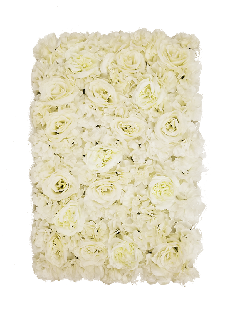 FL4060-1 - Ivory Silk Rose & Hydrangea Flower Wall Mat Panel 24"