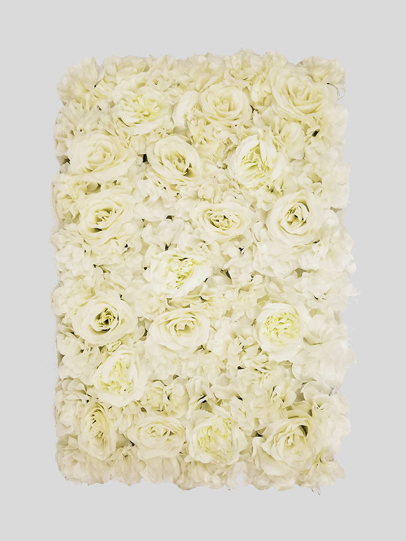 FL4060-1 - Ivory Silk Rose & Hydrangea Flower Wall Mat Panel 24"