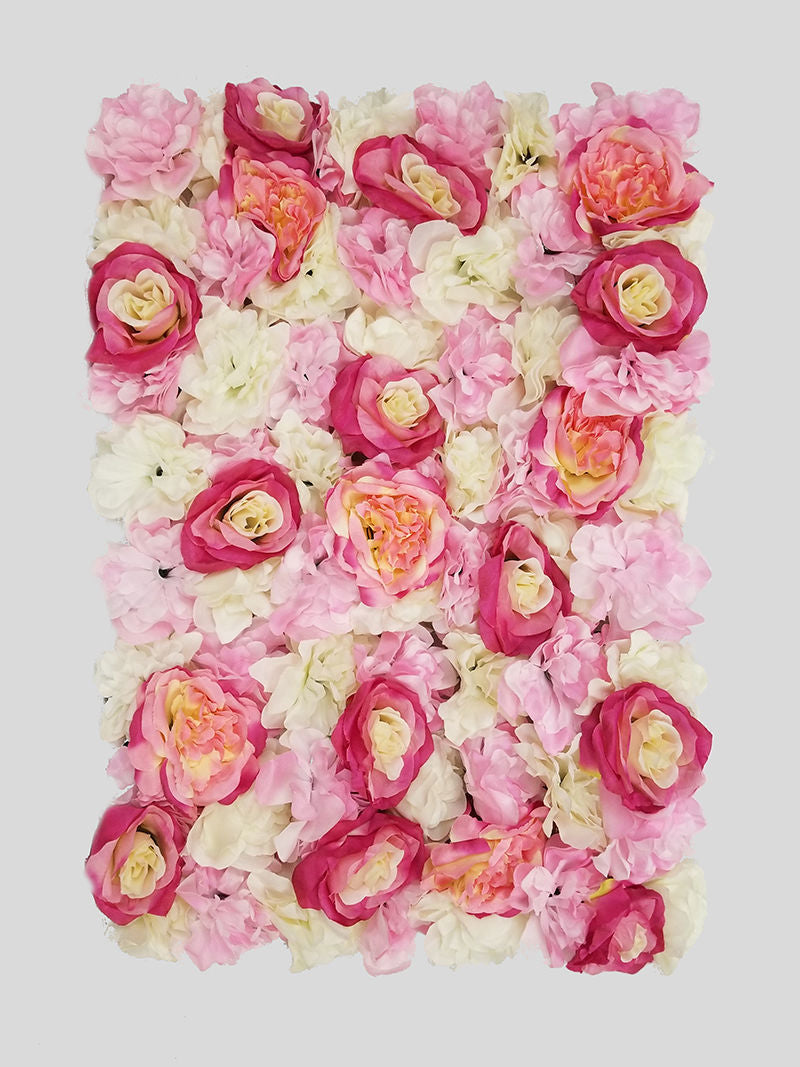 FL4060-1 - New Pink Silk Rose & Hydrangea Flower Wall Mat Panel 24"