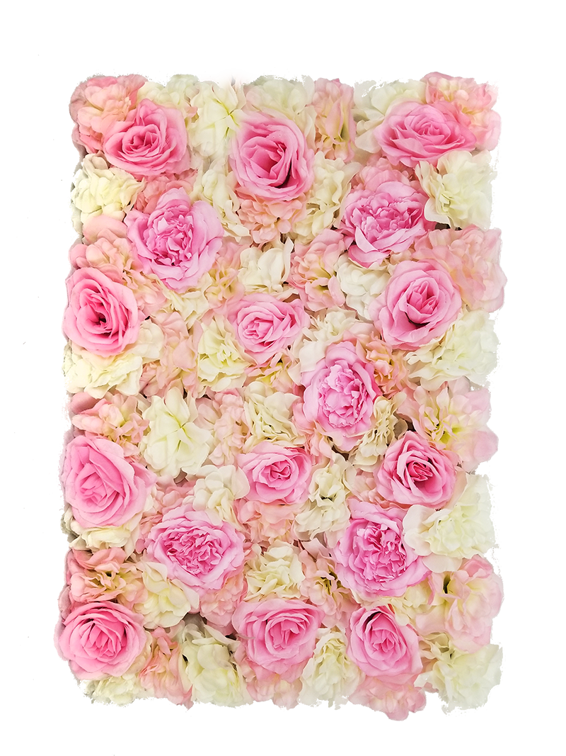FL4060-1 - Rose Red Silk Rose & Hydrangea Flower Wall Mat Panel 24"