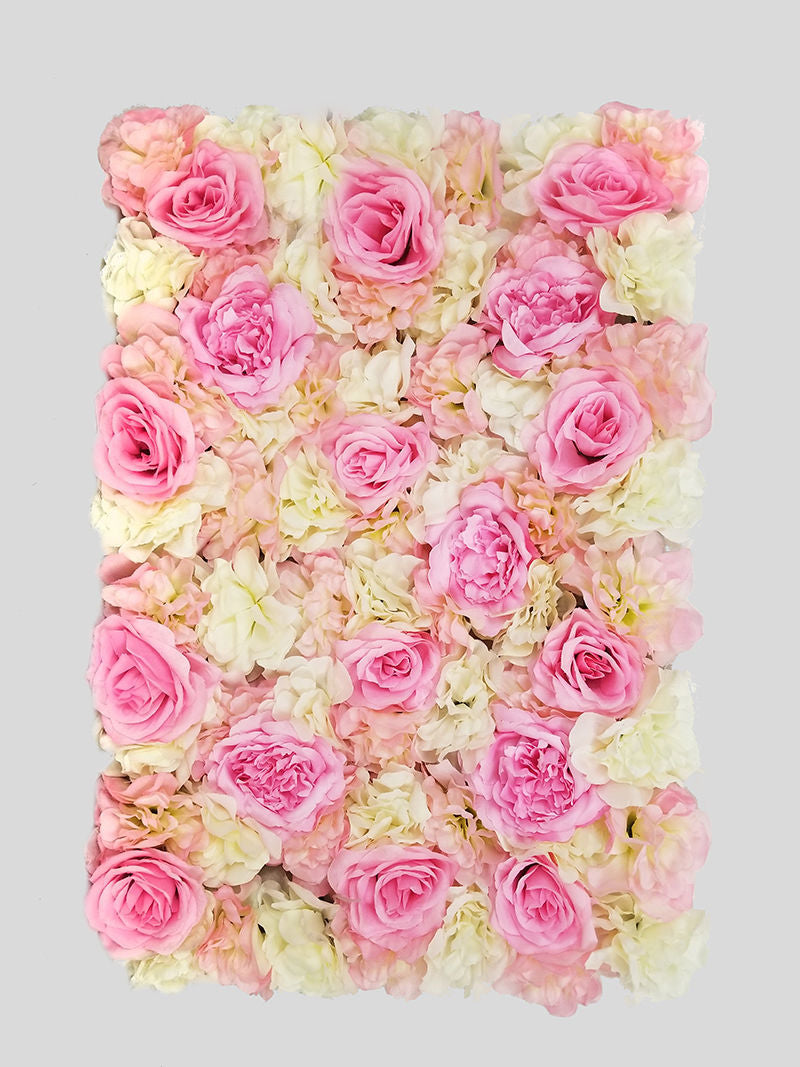 FL4060-1 - Rose Red Silk Rose & Hydrangea Flower Wall Mat Panel 24"