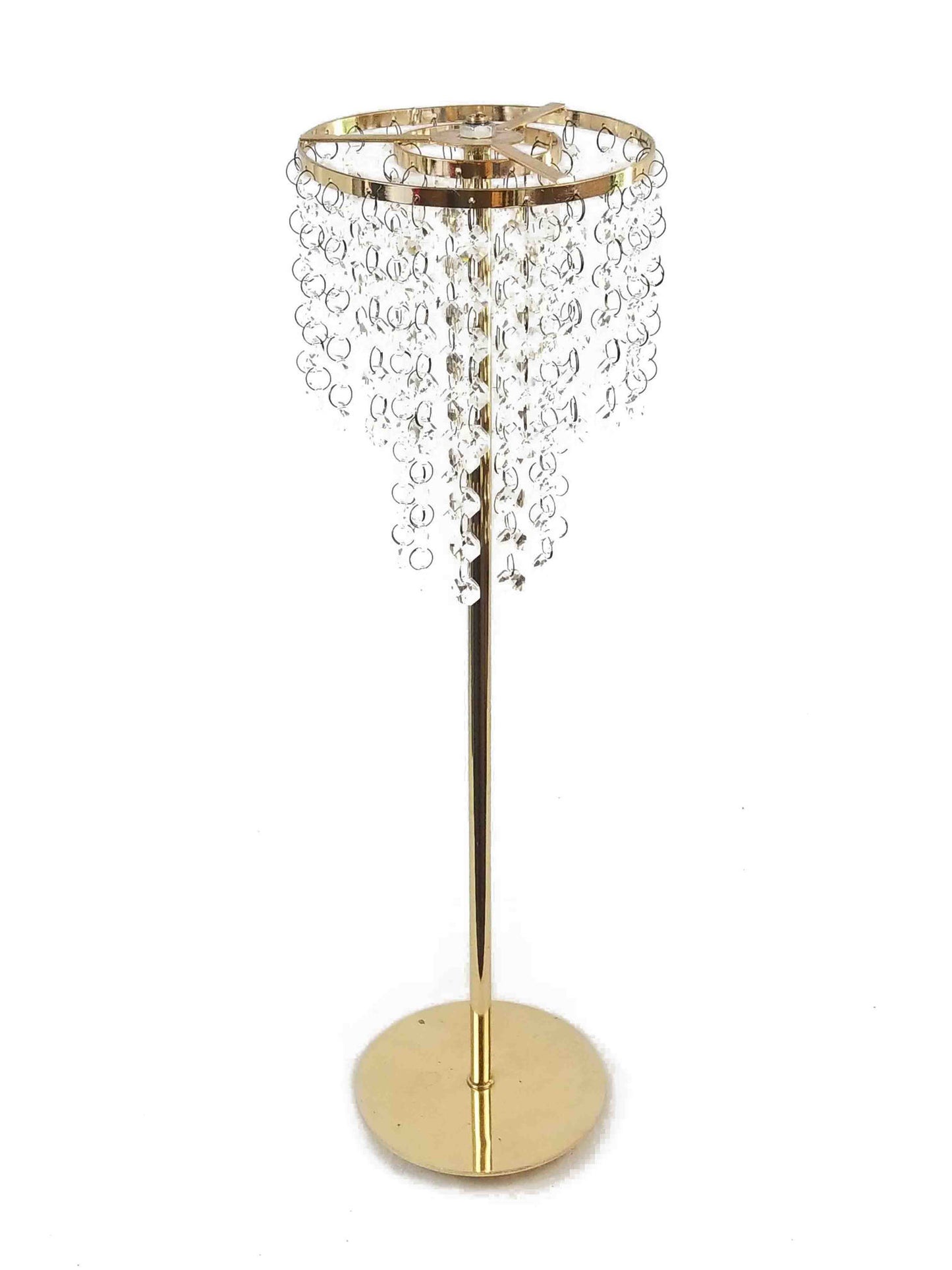 CH043 - Gold 19 Crystal Chain Flower Diamond Pendant Chandelier Stand 22"/17"