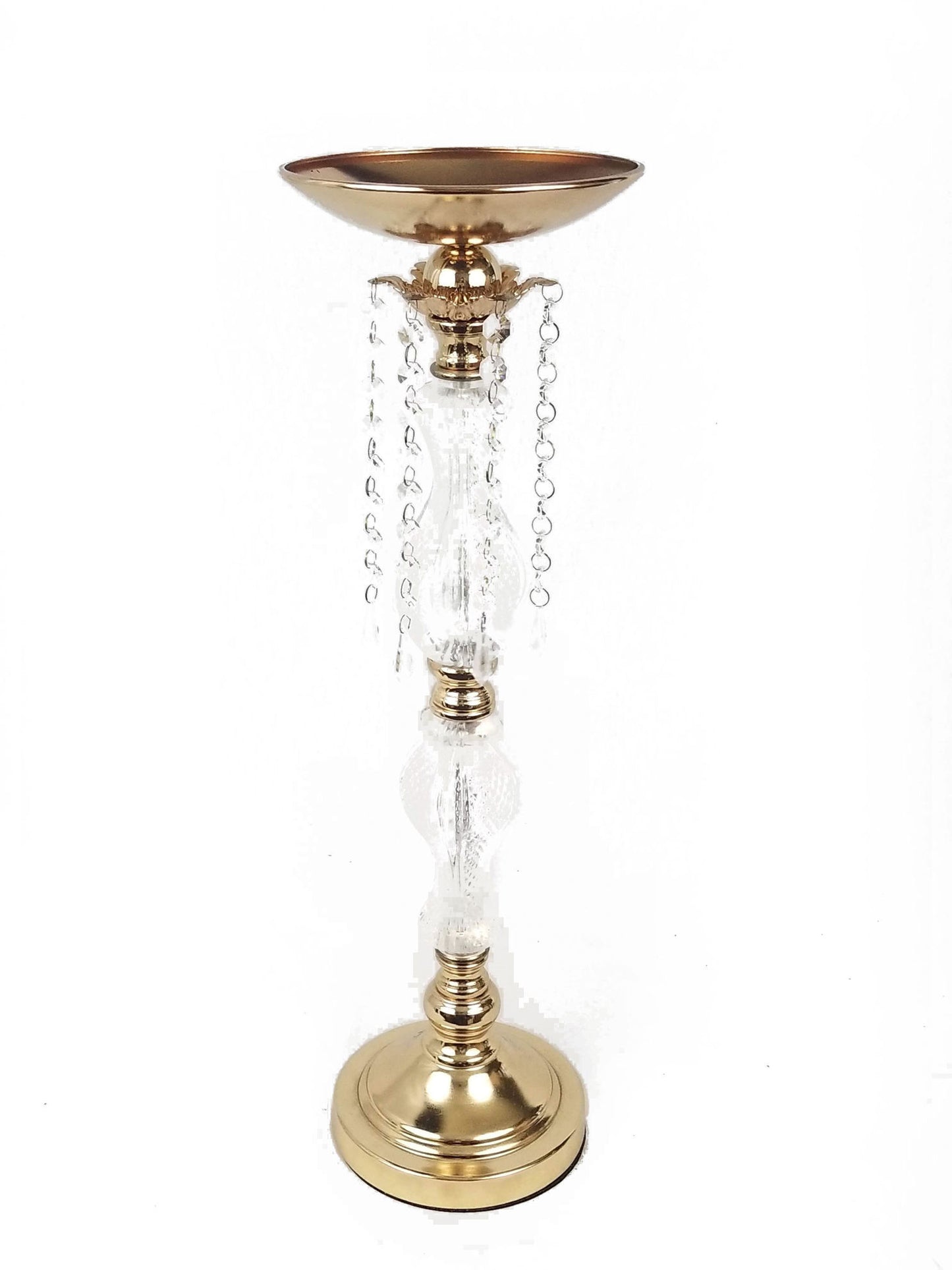 VC1191-22G - Acrylic And Gold Metal Flower Stand With Crystal Chain Chandelier 23"