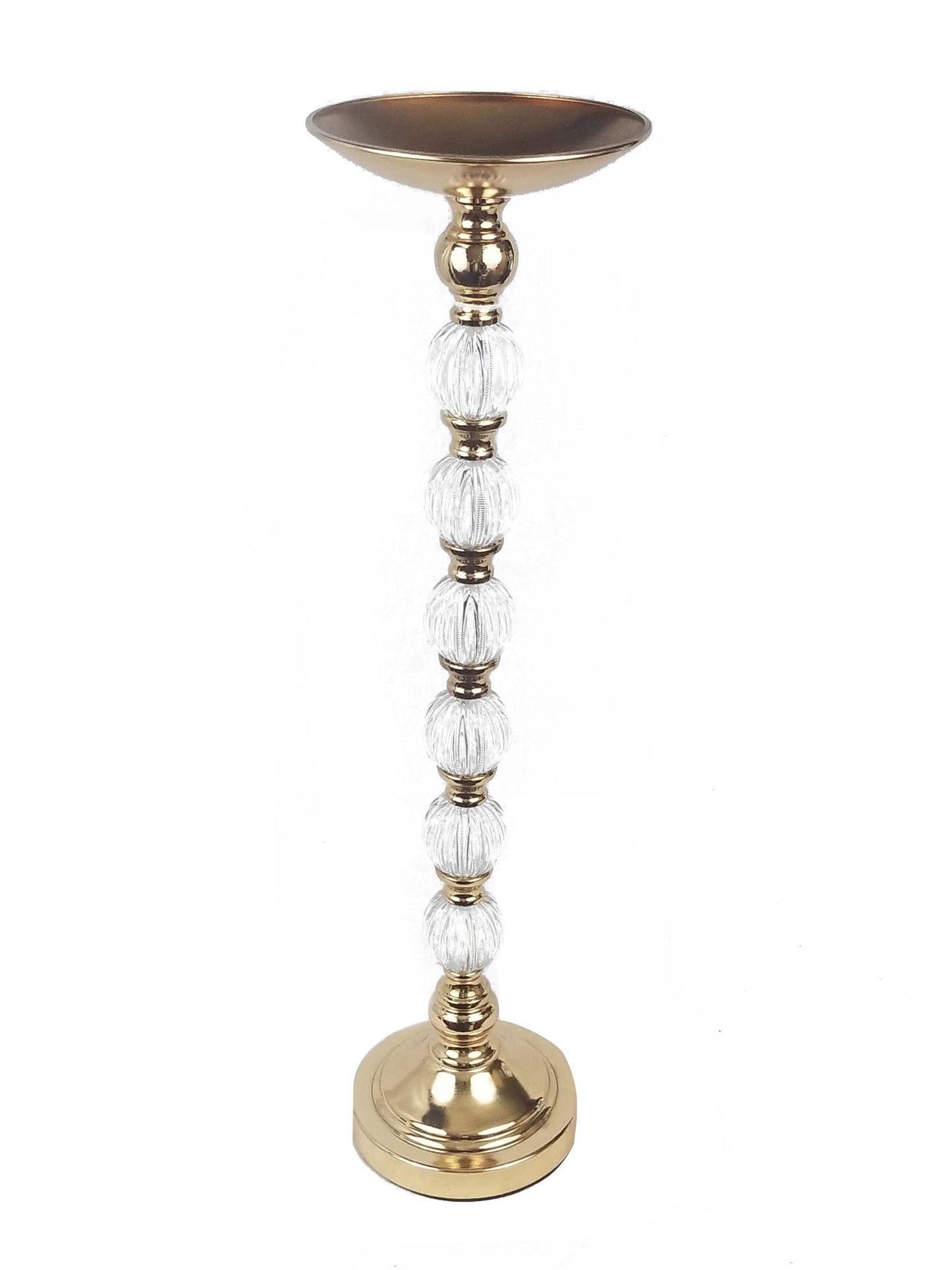 VC1196-6 - Metallic Pillar Flower Stand With 6 Clear Crystal Ball 26"