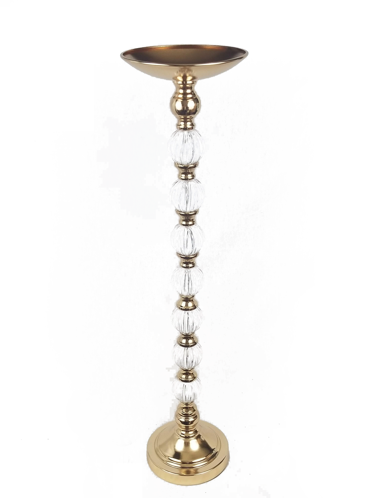 VC1196-7 - Metallic Pillar Flower Stand With 7 Clear Crystal Ball 28"