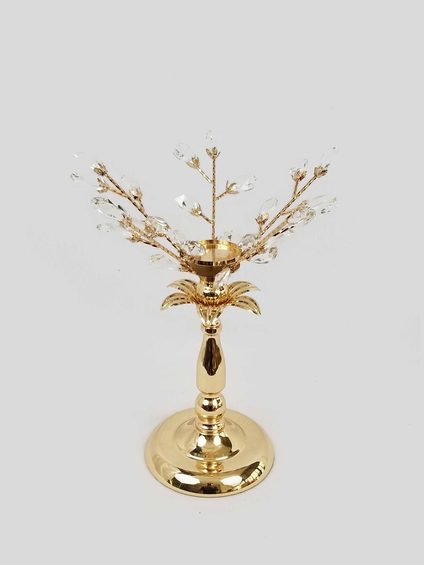 CH5446 Gold - Candle Holder With Flower Crystal Design