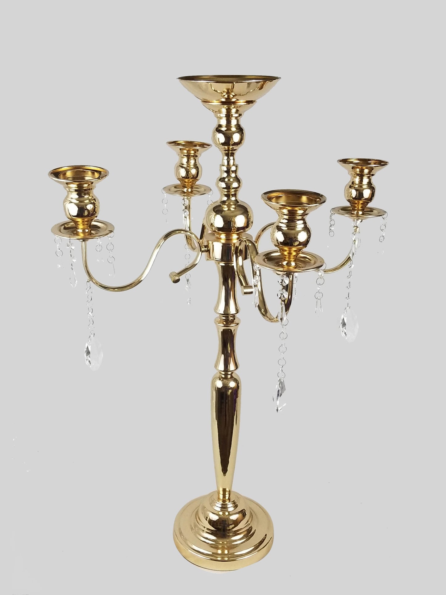 HX6080 4+1 - Gold Metal Candelabra 4 Arms and 1 Flower Riser 34.5"