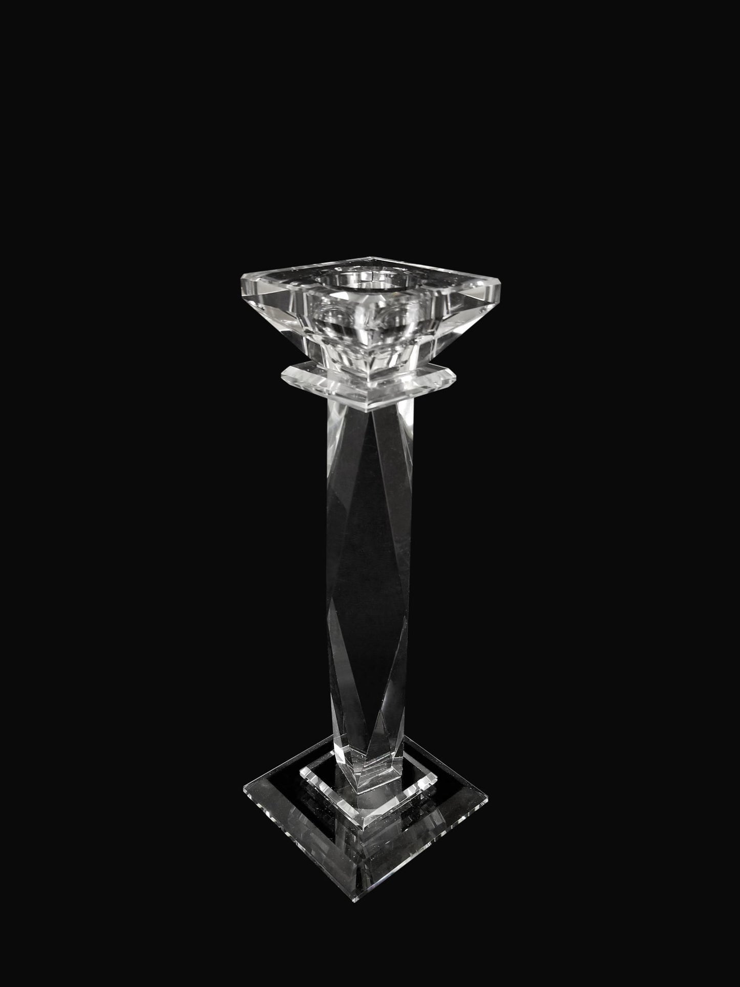 CCH8142-S - Premium Glass Crystal Pillar Candle Holder 10.5"