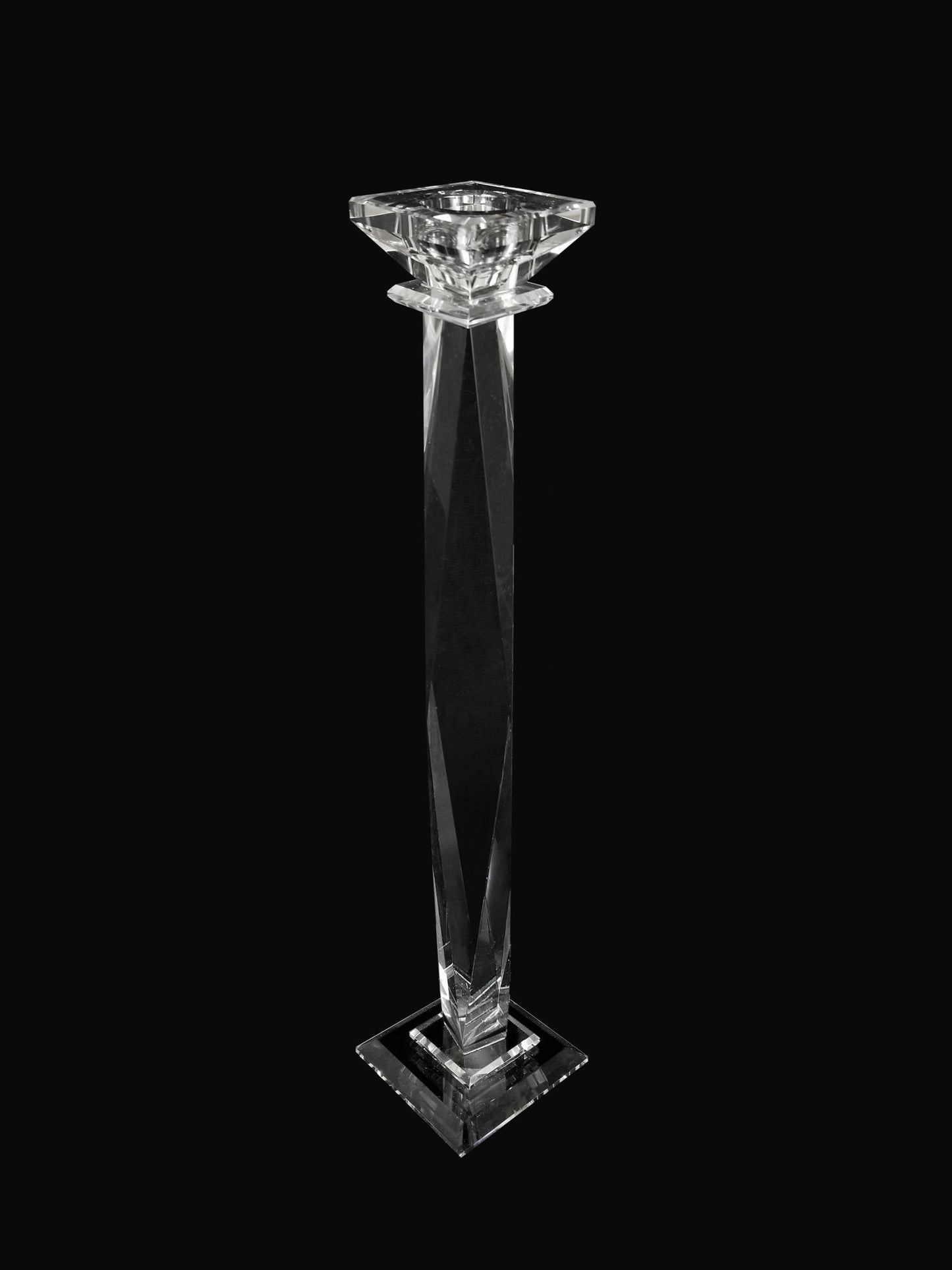 CCH8157-L - Premium Glass Crystal Pillar Candle Holder 18"