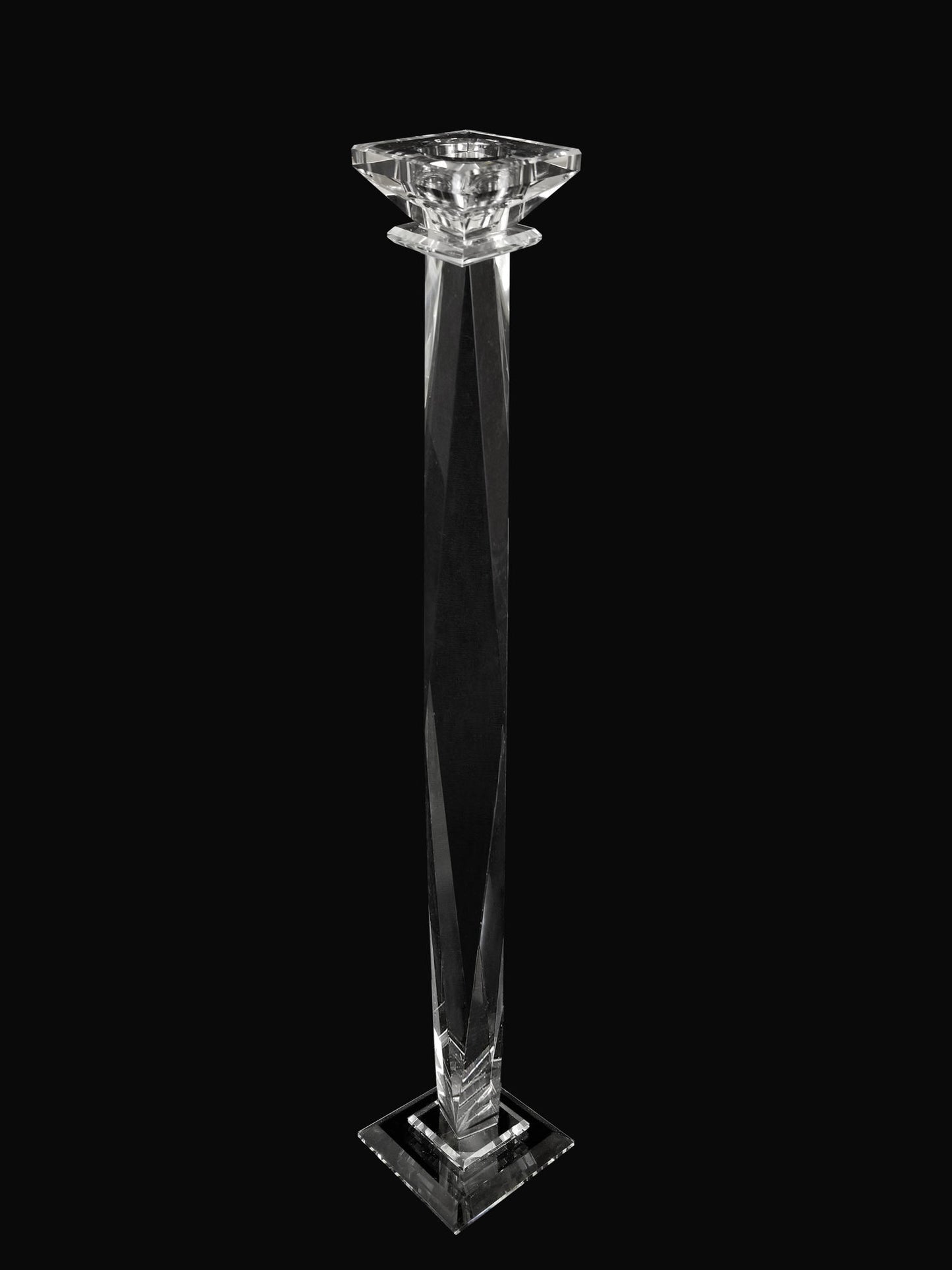CCH8166-XL - Premium Glass Crystal Pillar Candle Holder 22"