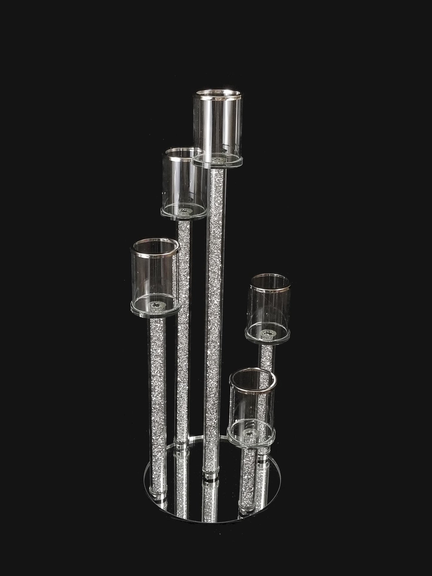 CCH4360 - 5 Head Candlestick Holders with Glitter Detail Wedding Table Centerpiece 25"
