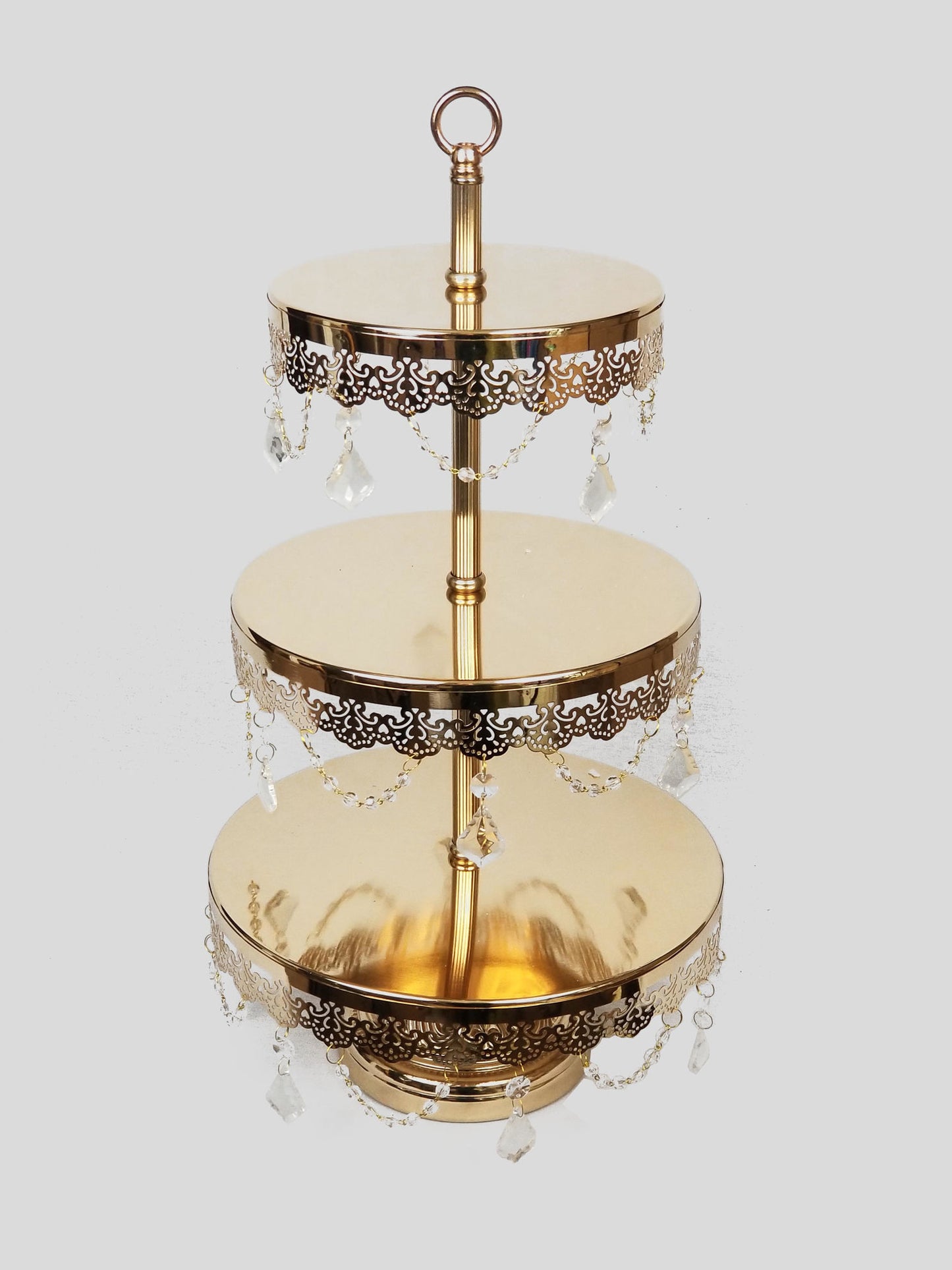 KK6 GD - 3 Tier Gold Premium Metal Cupcake Stand with Decorative Crystals