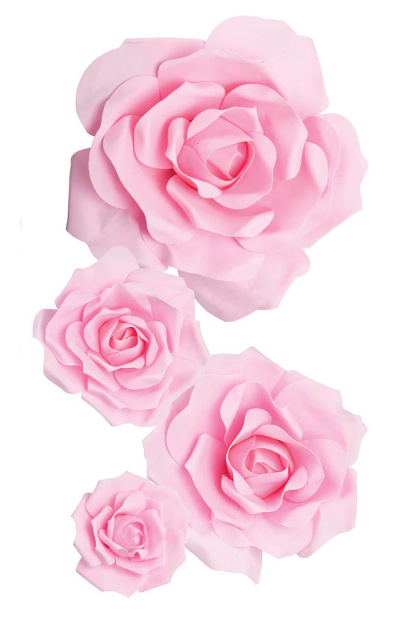 FL0742 - Foam Rose 4Pc Set - 8", 12", 15" & 20" to Create Flower Walls