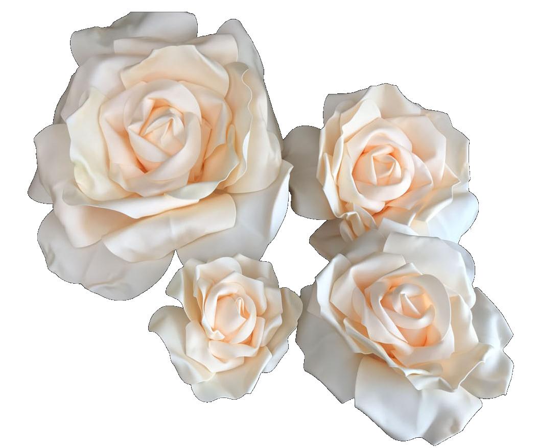 FL0742 - Foam Rose 4Pc Set - 8", 12", 15" & 20" to Create Flower Walls