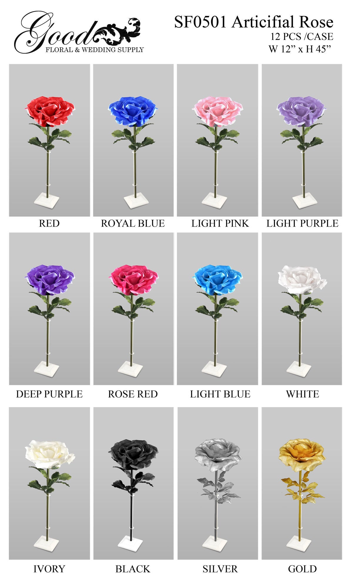 SF0501 - 45" Oversized Silk Rose Bloom w/Removable Stem
