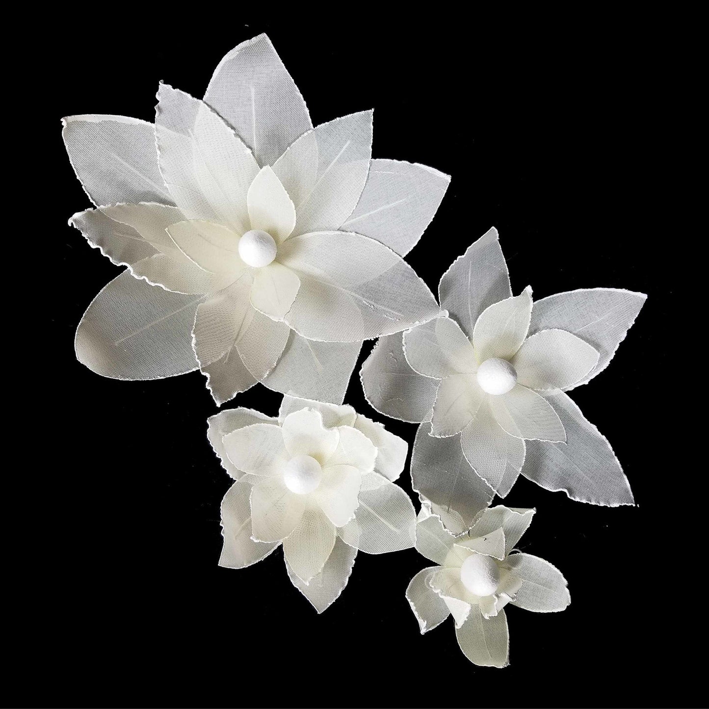 FL0743 - 4Pc Set - 8", 12", 15" & 20" Fabric Mesh Magnolia Set