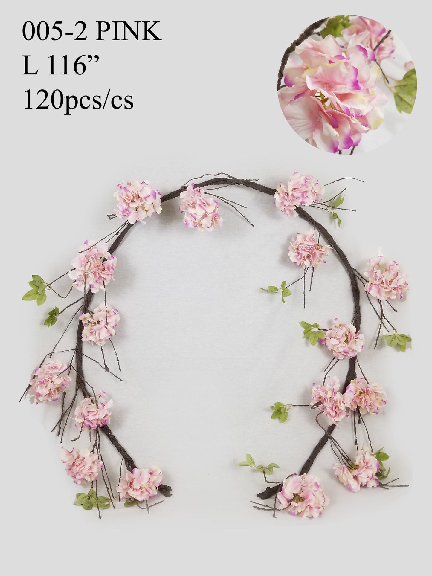 005-2 Pink - 116" Artificial Cherry Blossom Garland