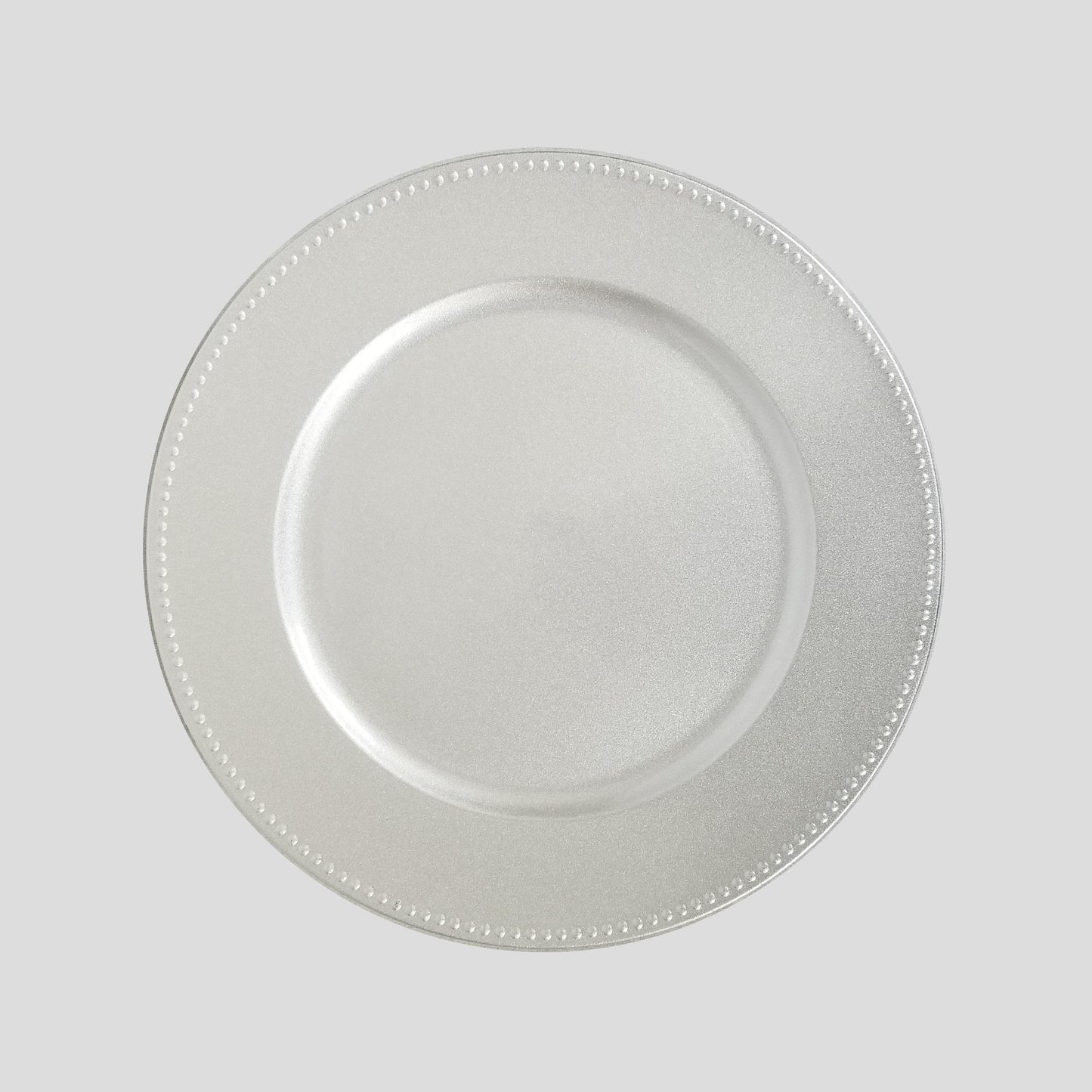 18165L SL - 13" Silver Round Acrylic Beaded Charger Plates