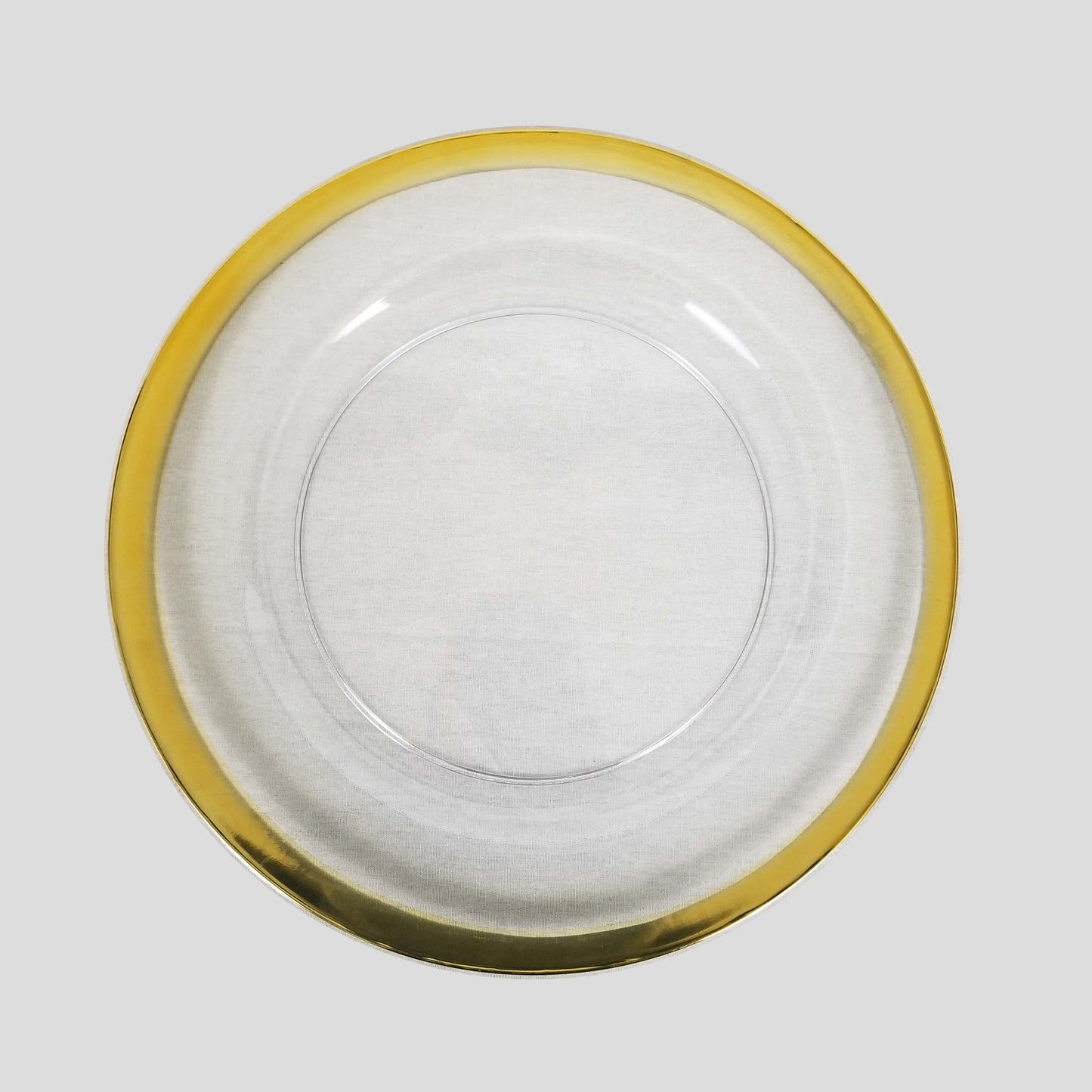 188226 GD - 13" Round Gold Rimmed Acrylic Charger Plates