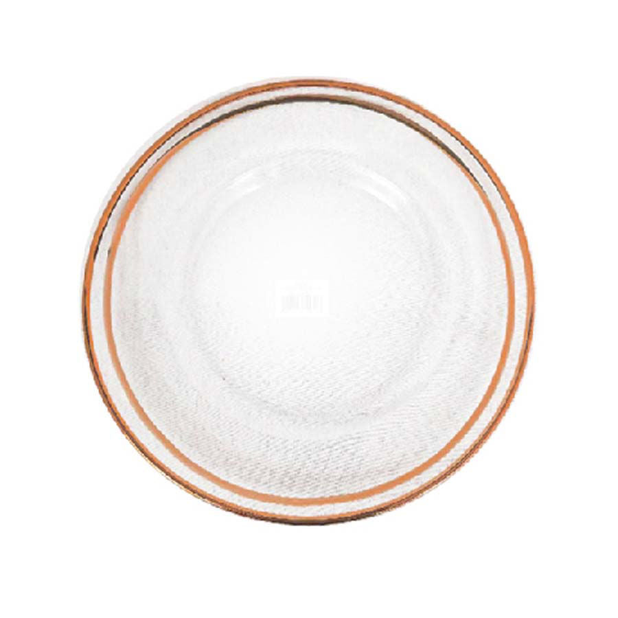 GP5430 RGD - 13" Round Rose Gold Double Ring Rimmed Glass Charger Plates