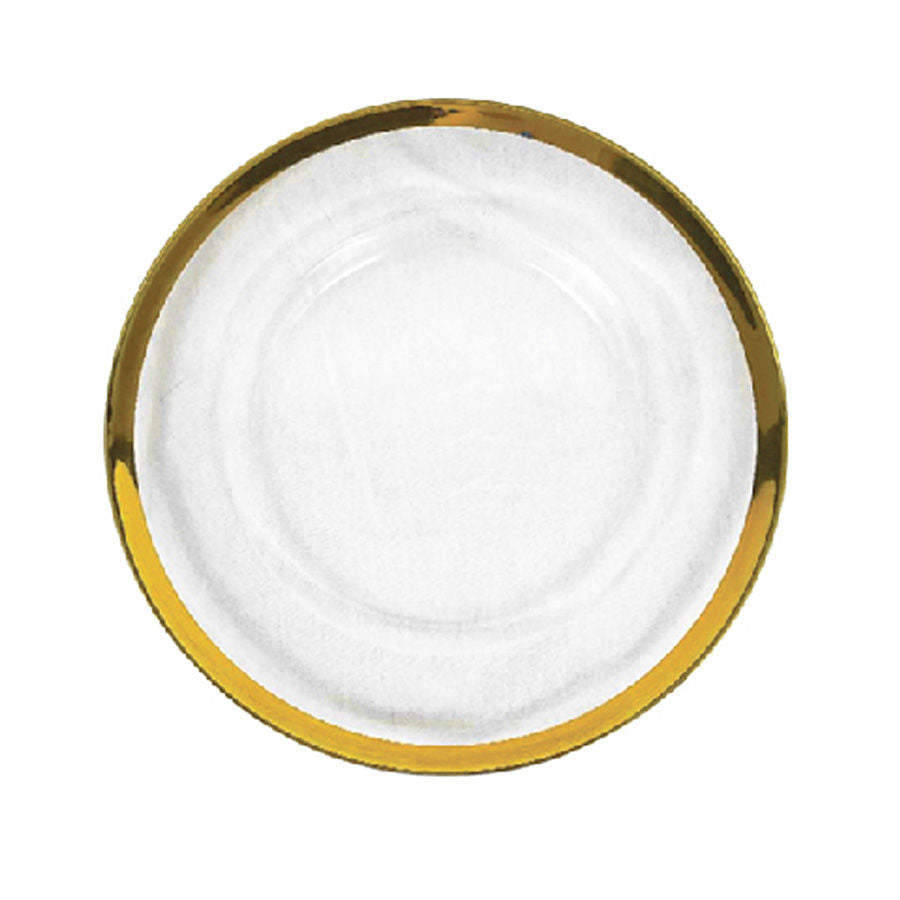 GP5429 GD - 13" Round Gold Rimmed Glass Charger Plates