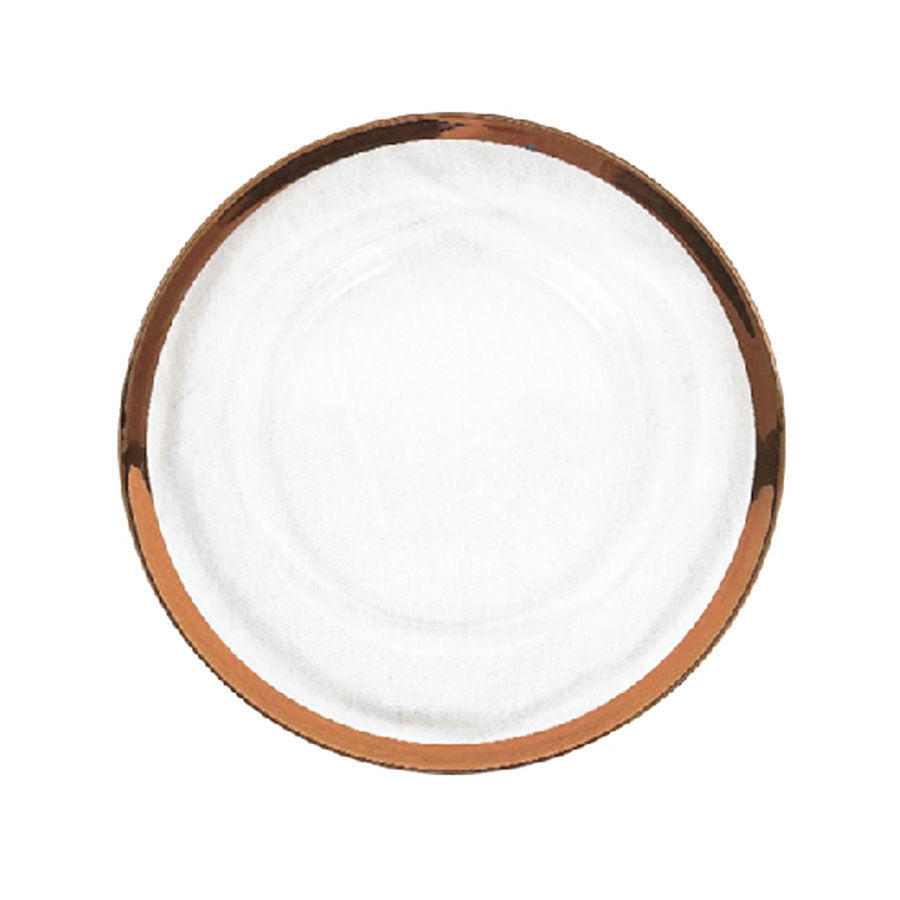 GP5429 RGD - 13" Round Rose Gold Rimmed Glass Charger Plates