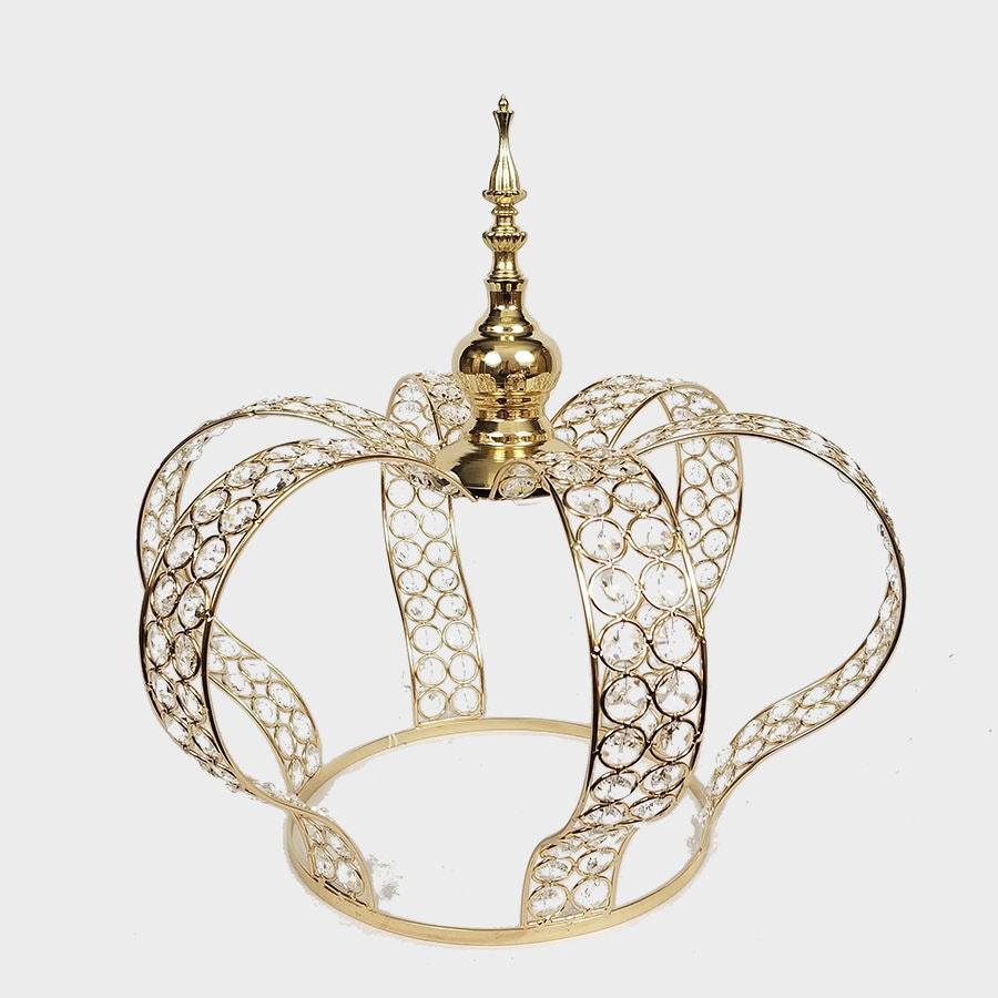 7005 GD - Gold Premium Real Crystal Beaded Crown Medium