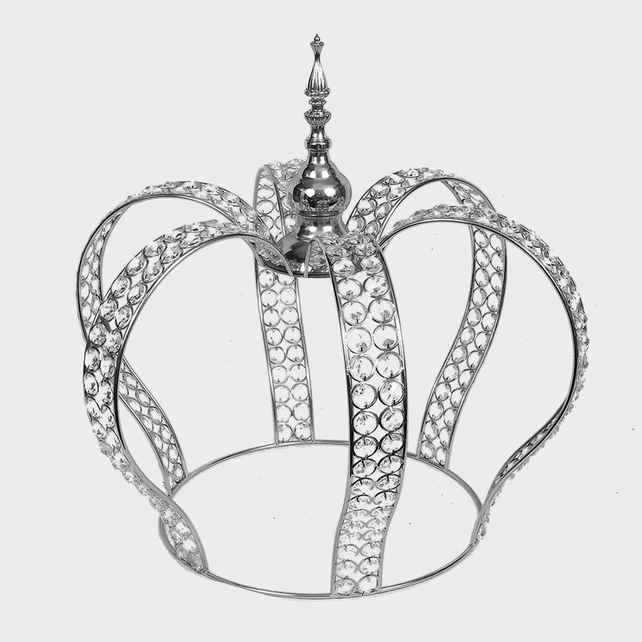 7004 SL - Silver Premium Real Crystal Beaded Crown Large