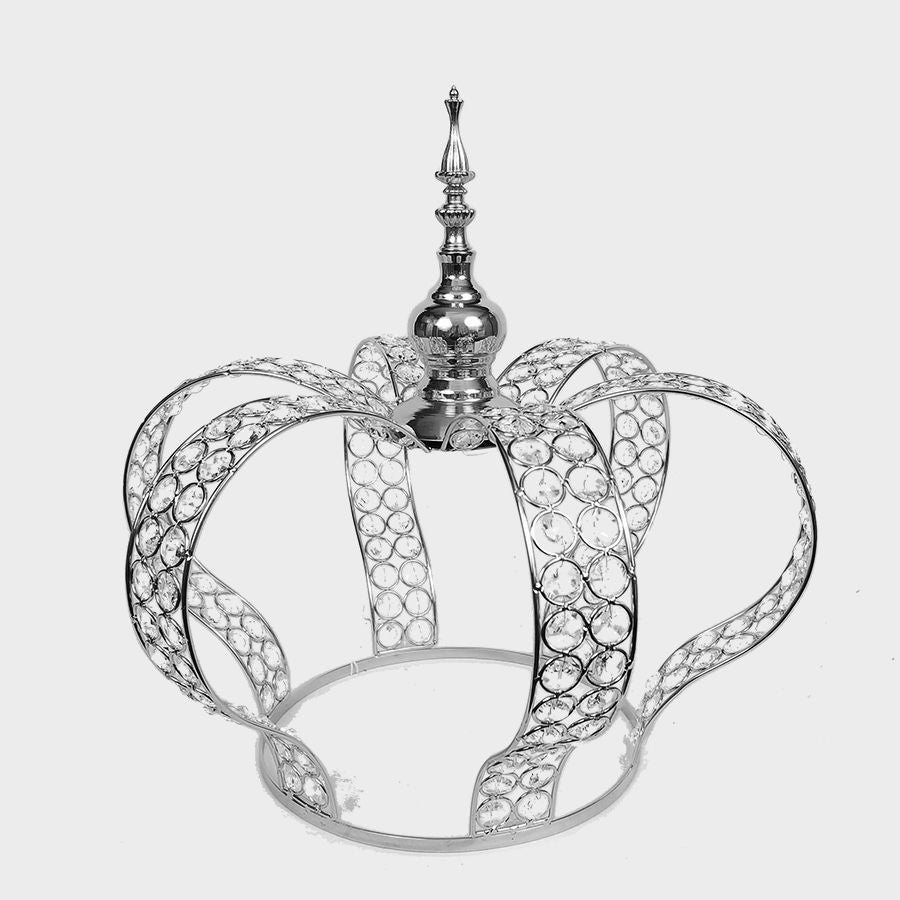 7005 SL - Silver Premium Real Crystal Beaded Crown Medium