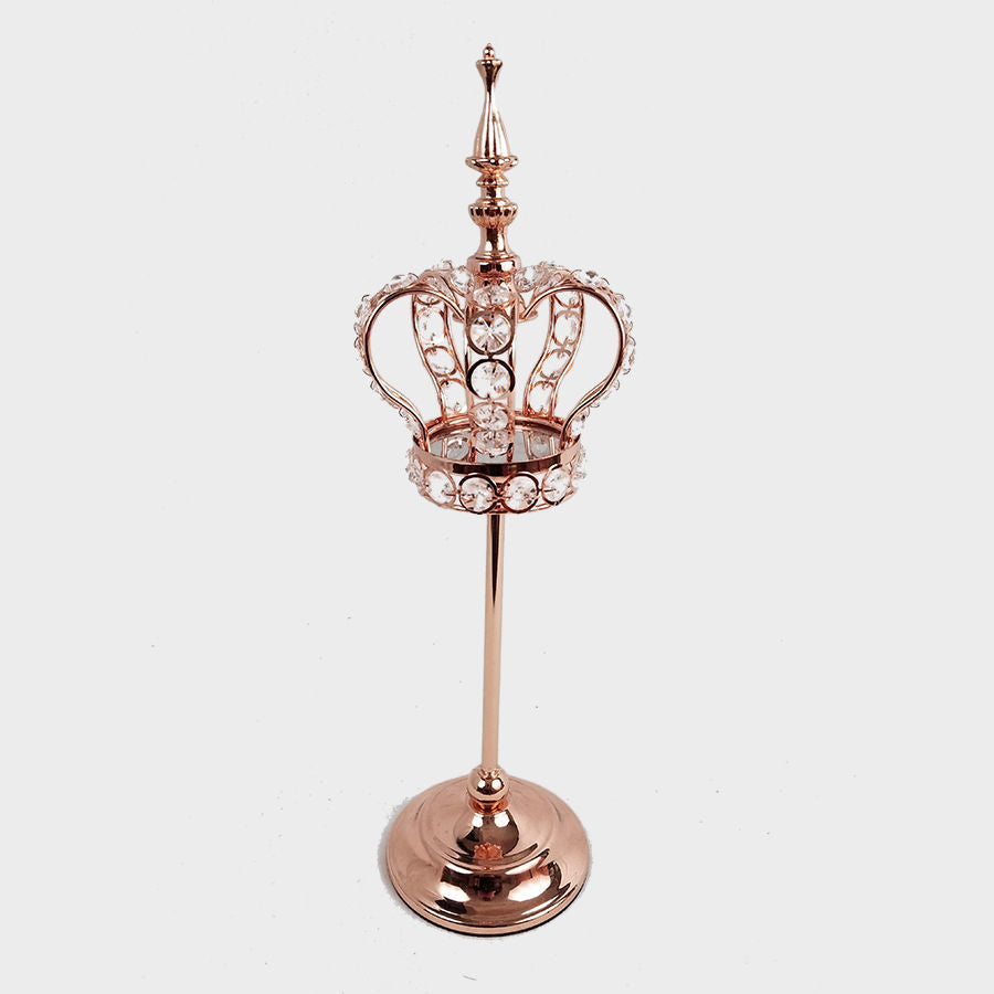 CH5469 RGD - 17.5" Rose Gold Crystal Bead Crown with Stand Centerpiece