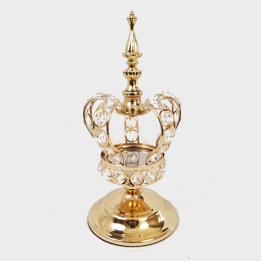 CH5471 Gd - 11" Gold Crystal Bead Crown with Stand Centerpiece