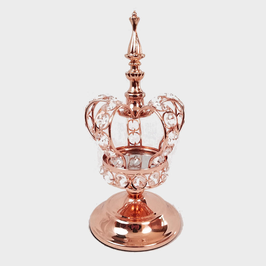 CH5472 RGD - 11" Rose Gold Crystal Bead Crown with Stand Centerpiece