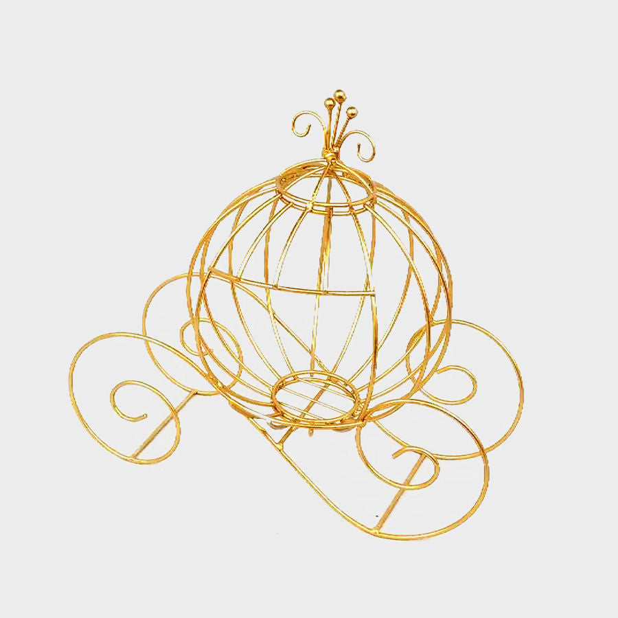 PF0136-S - 12" Gold Cinderella Carriage Card Display Candle Holder