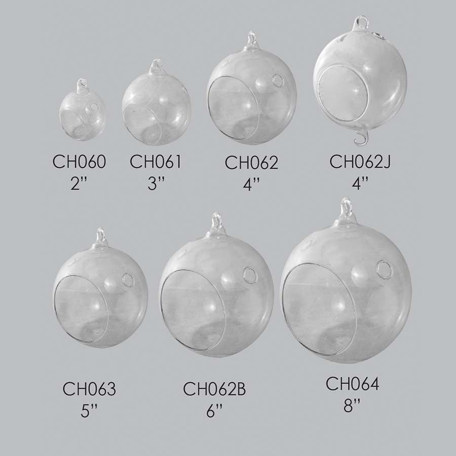 CH062J - 4" Glass Terrarium Globe Hanging Plant Holders