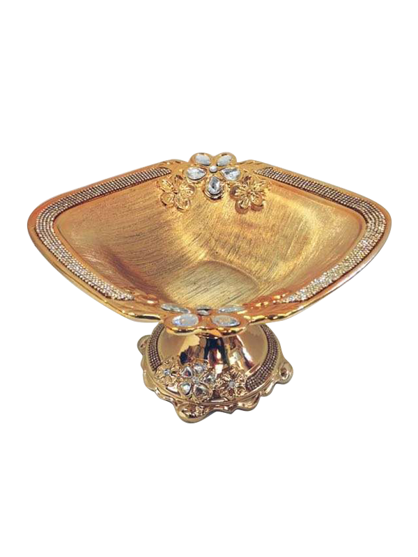 638A-1 - Gold Vase Elegant Ceramic with Crystal Detail 8"