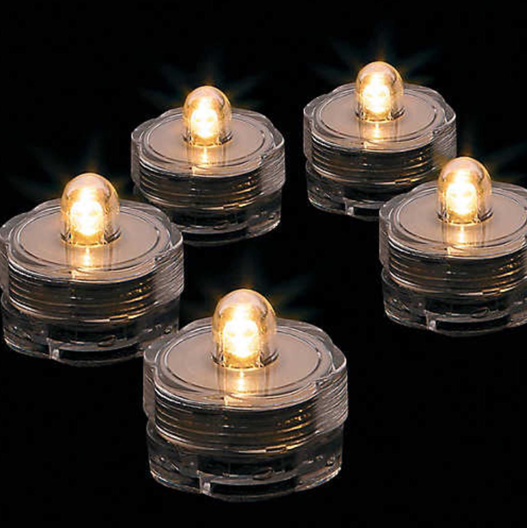 LED005 WW - 12 Pack | Warm White Waterproof Battery Operated Submersible Led Lights Centerpieces