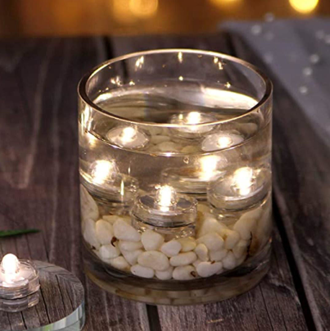 LED005 WW - 12 Pack | Warm White Waterproof Battery Operated Submersible Led Lights Centerpieces