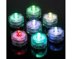 LED005 RGB - 12 Pack | Multicolor Waterproof Battery Operated Submersible Led Lights Centerpieces with Remote Control