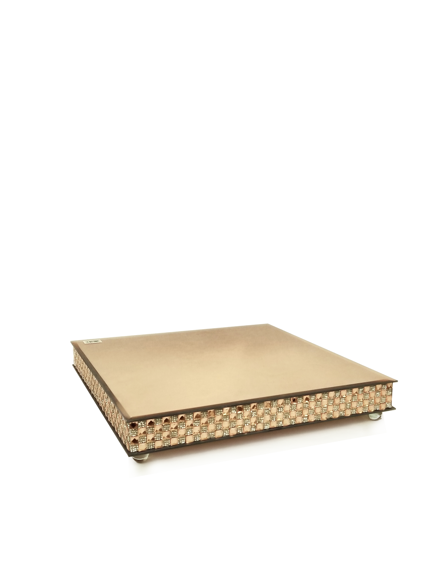 1711202SQ GD - Gold Square Mirror Cake Stand 16"