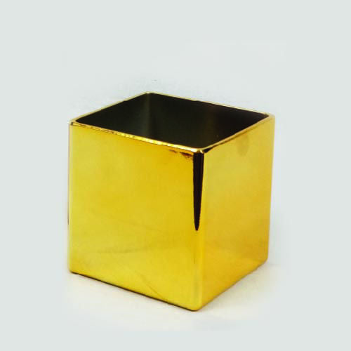 ASQ4 GD - 4" Gold Square Acrylic Decorative Vase