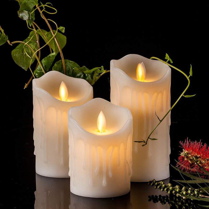 LED 8C - 8"LED Battery Flickering Wick Candle with Real Wax Coating